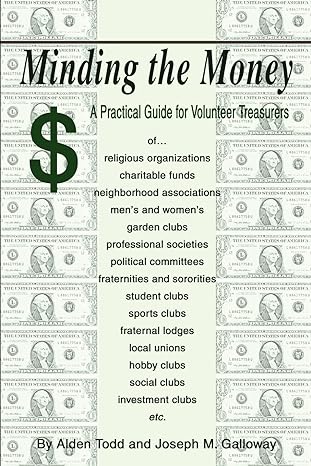 minding the money a practical guide for volunteer treasurers 1st edition alden todd 0595272622, 978-0595272624