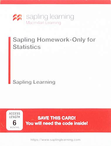 sapling homework only for statistics  sapling learning 131911542x, 9781319115425