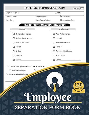 employee separation form book complete staff termination report sheets for supervisors and human resource