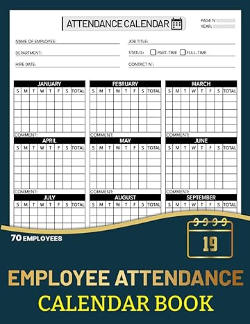 employee attendance calendar book work tracker undated calendar to record staff daily attendance absentee for