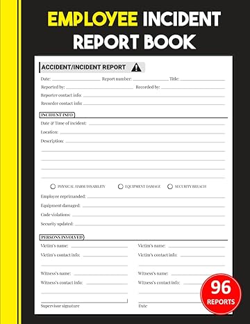 employee incident report book work accident report forms health and safety log perfect for any business
