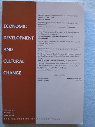 economic development and cultural change vol 54 no 4 july 2006 1st edition john strauss b004aidpkk