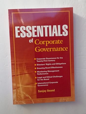 essentials of corporate governance  sanjay anand 0470139811, 978-0470139813