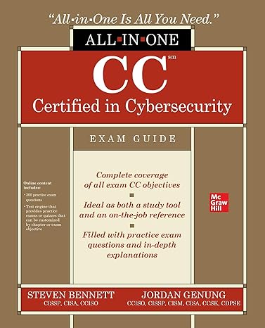 cc certified in cybersecurity all in one exam guide 1st edition jordan genung ,steven bennett 1265203814,