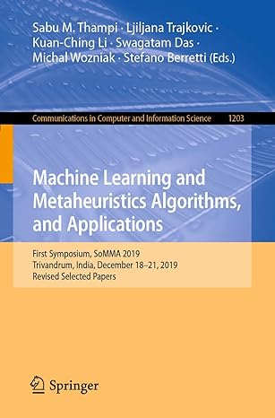 machine learning and metaheuristics algorithms and applications first symposium somma 2019 trivandrum india