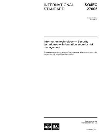 iso/iec 27005 2011 information technology security techniques information security risk management 1st