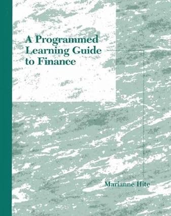 A Programmed Learning Guide To Finance