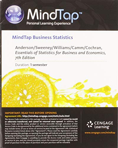 mindtaptm business statistics instant access for anderson/sweeney/williams/camm/cochran s essentials of