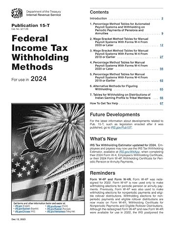 federal income tax withholding methods for use in 2024 1st edition u s internal revenue service b0cqv282z8,