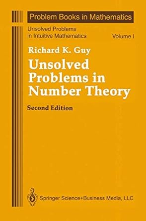 unsolved problems in number theory 2nd edition richard-k guy 0387942890, 978-0387942896