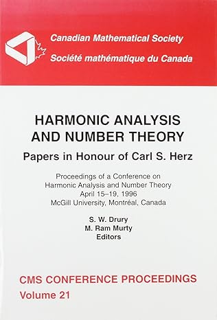 harmonic analysis and number theory papers in honour of carl s herz proceedings of a conference on harmonic