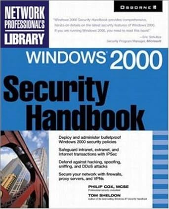 windows 2000 security handbook 1st edition phillip cox ,philip cox 0072124334, 978-0072124330