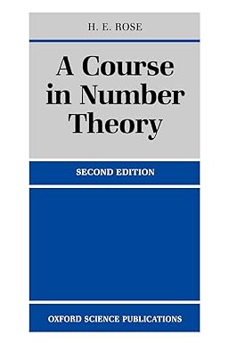 a course in number theory 2nd edition h. e. rose 0198523769, 978-0198523765