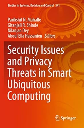security issues and privacy threats in smart ubiquitous computing 1st edition parikshit n mahalle ,gitanjali