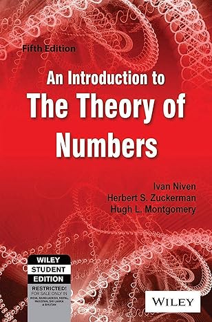 an introduction to the theory of numbers 5th edition niven 8126518111, 978-8126518111