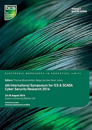4th international symposium for ics and scada cyber security research 2016 1st edition helge janicke ,kevin