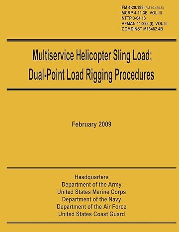 multiservice helicopter sling load dual point load rigging procedures field manual 4 20 199 mcrp 4 11 3e vol