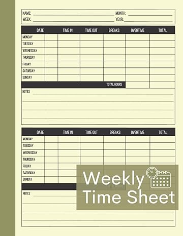 weekly time sheet weekly work hours log to record employees working hours 1st edition cathal hammond press