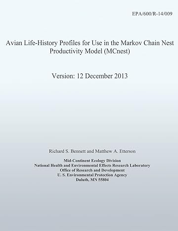 Avian Life History Profiles For Use In The Markov Chain Nest Productivity Model Version 12 December 2013