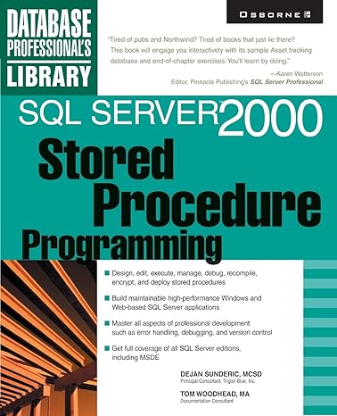 sql server 2000 stored procedure programming 1st edition dejan sunderic 0072125667, 978-0072125665