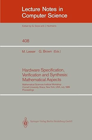 hardware specification verification and synthesis mathematical aspects mathematical sciences institute