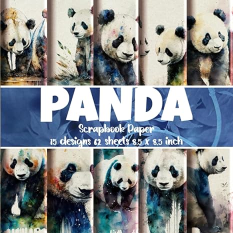 panda scrapbook paper 15 designs 62 sheets 8 5x8 5 inch elevate your creativity with our watercolor panda