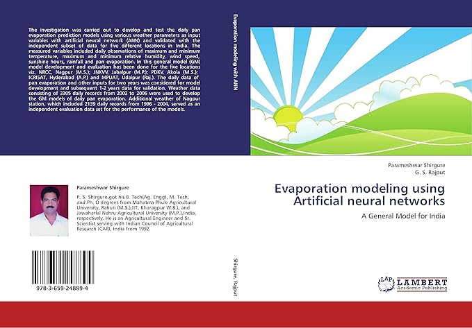 evaporation modeling using artificial neural networks a general model for india 1st edition parameshwar