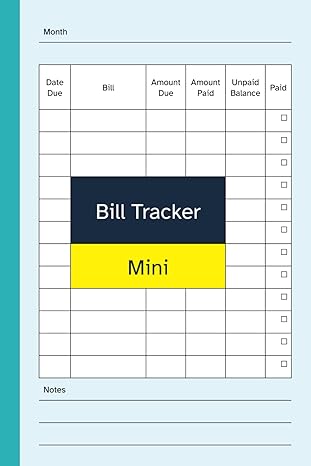 bill tracker mini pocket size / 4x6 inch monthly payment planner / record book with checklist  clarence