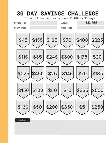 30 day money challenge tracker $5k savings challenge in a month daily bingo money saving chart to help you
