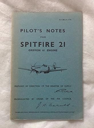 supermarine spitfire 21 pilots notes 1st edition air ministry 0859790819, 978-0859790819