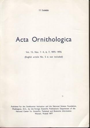 acta ornithologica vol 15 nos 1 4 6 7 1975 1976 1st edition kazimierz editor in chief dobrowlski b002nbp02m