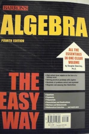 algebra the easy way 4th edition douglas downing 0764119729, 978-0764119729