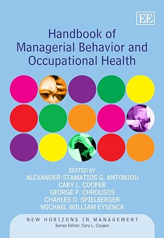of managerial behavior and occupational health 1st edition alexander stamatios g. antoniou, cary cooper,