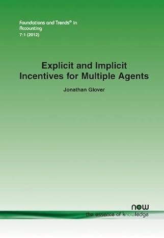 explicit and implicit incentives for multiple agents 1st edition jonathan glover 1601986327, 978-1601986320