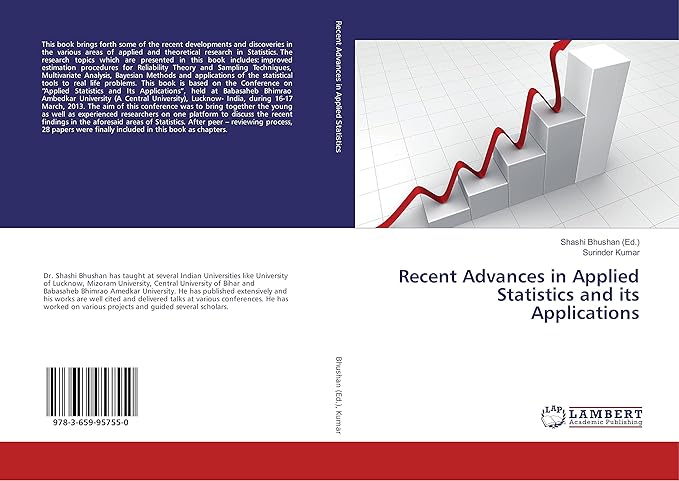 recent advances in applied statistics and its applications 1st edition surinder kumar, shashi bhushan