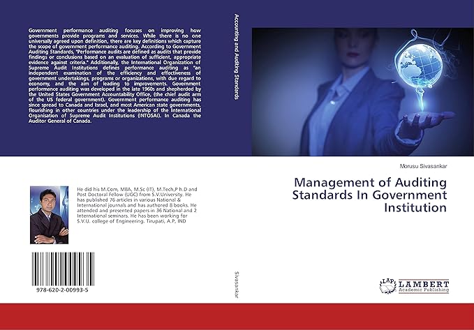 management of auditing standards in government institution 1st edition morusu sivasankar 6202009934,