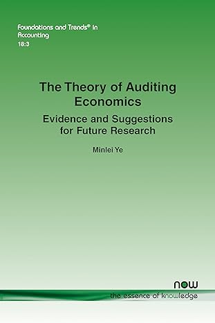 the theory of auditing economics evidence and suggestions for future research 1st edition minlei ye