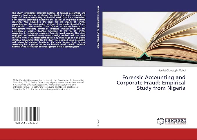 forensic accounting and corporate fraud empirical study from nigeria 1st edition samiat oluwatoyin afolabi