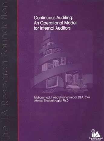 continuous auditing an operational model for internal auditors 1st edition mohammad j abdolmohammadi ,ahmad