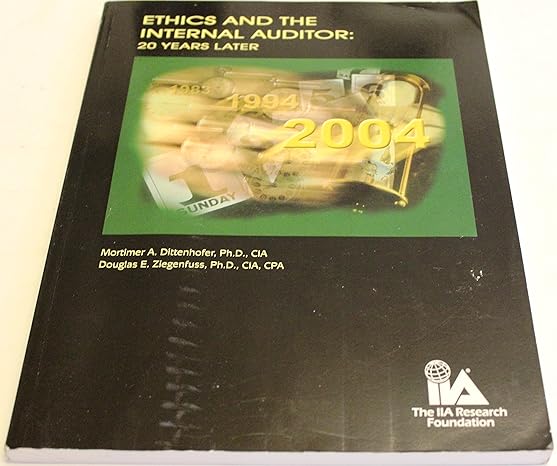 ethics and the internal auditor 20 years later 1st edition mortimer a dittenhofer ,douglas e ziegenfuss