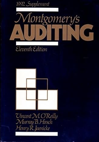 montgomerys auditing 1992 supplement 11th edition vincent m o'reilly ,murray b hirsch ,philip l defliese