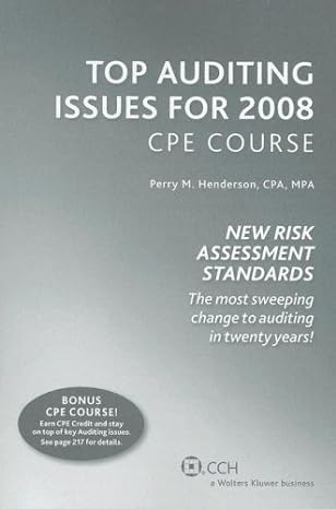 top auditing issues for 2008 cpe course 2008th edition perry henderson 0808016822, 978-0808016823