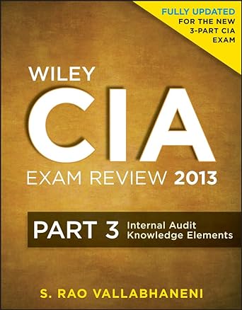 wiley cia exam review 2013 internal audit knowledge elements part 3rd edition s. rao vallabhaneni 1118120639,