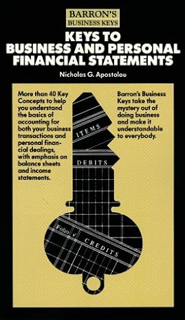 keys to business and personal financial statements 1st edition nicholas g apostolou 0812046226, 978-0812046229