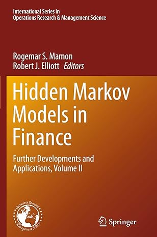 hidden markov models in finance further developments and applications volume ii 1st edition rogemar s mamon