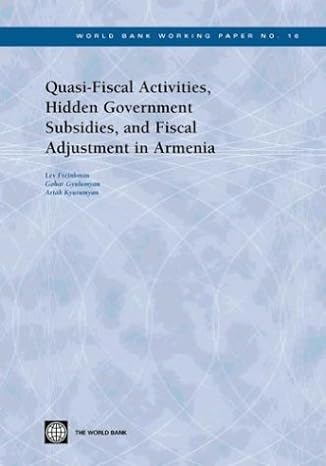 quasi fiscal activities hidden government subsidies and fiscal adjustment in armenia 1st edition lev m