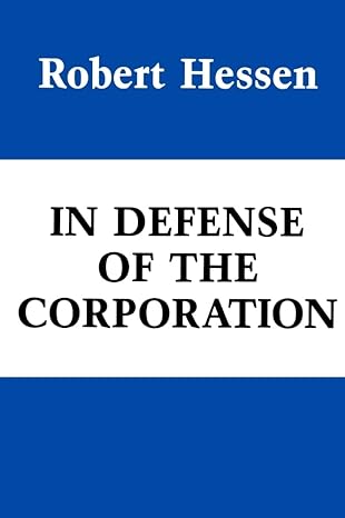 in defense of the corporation 1st edition robert hessen 081797072x, 978-0817970727