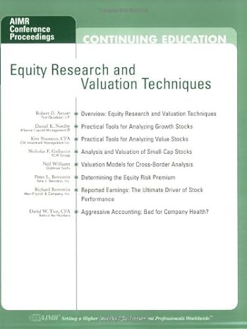equity research and valuation techniques 1st edition daniel k nordby ,kim shannon ,nicholas f galluccio ,neil