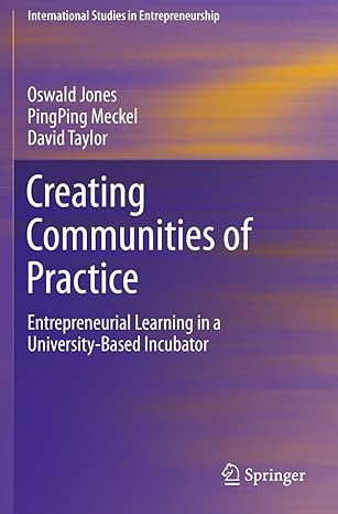 creating communities of practice entrepreneurial learning in a university based incubator 1st edition oswald