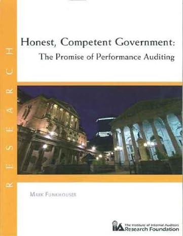 honest competent government the promise of performance auditing 1st edition mark funkhouser 0894136348,